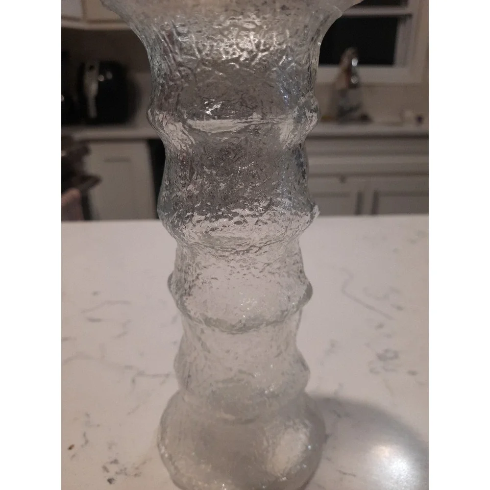 Vintage Tapio Wirkkala Littala Frosted icicle molded glass vase